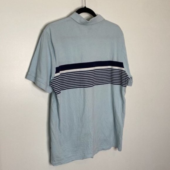 Puma Men Blue White Striped Collared Button Down Polo Short Sleeve Shirt Size XL - Picture 6 of 11